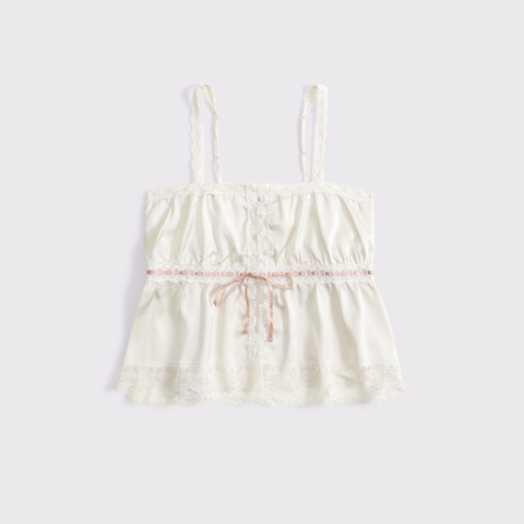 Женские топы Abercrombie & Fitch Lace-Trim Button-Through Cami