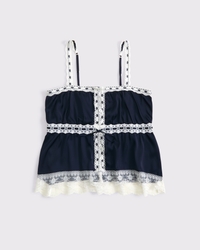 Lace-Trim Button-Through Cami