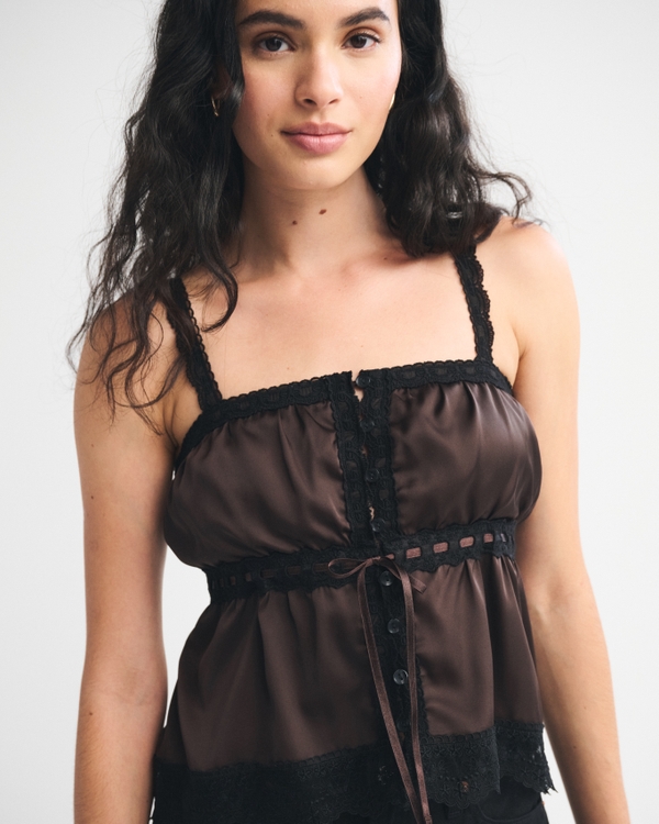 Lace-Trim Button-Through Cami