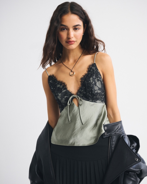 The A&F Bella Tie-Front Cami, Green view 2