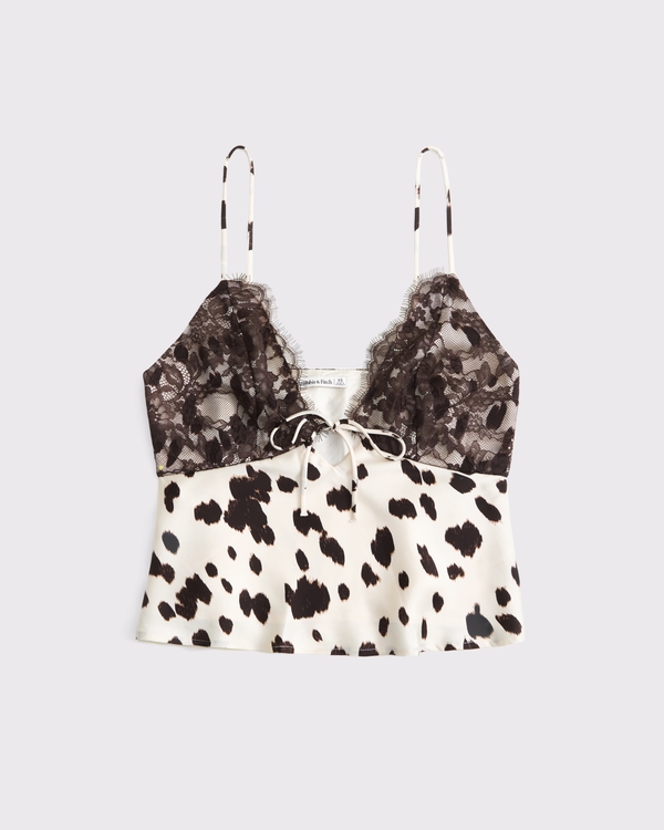 The A&F Bella Tie-Front Cami, Brown Pattern view 1