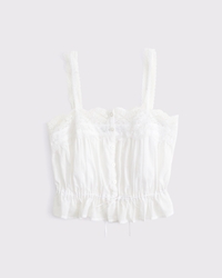 Lace-Trim Button-Through Cinched Cami