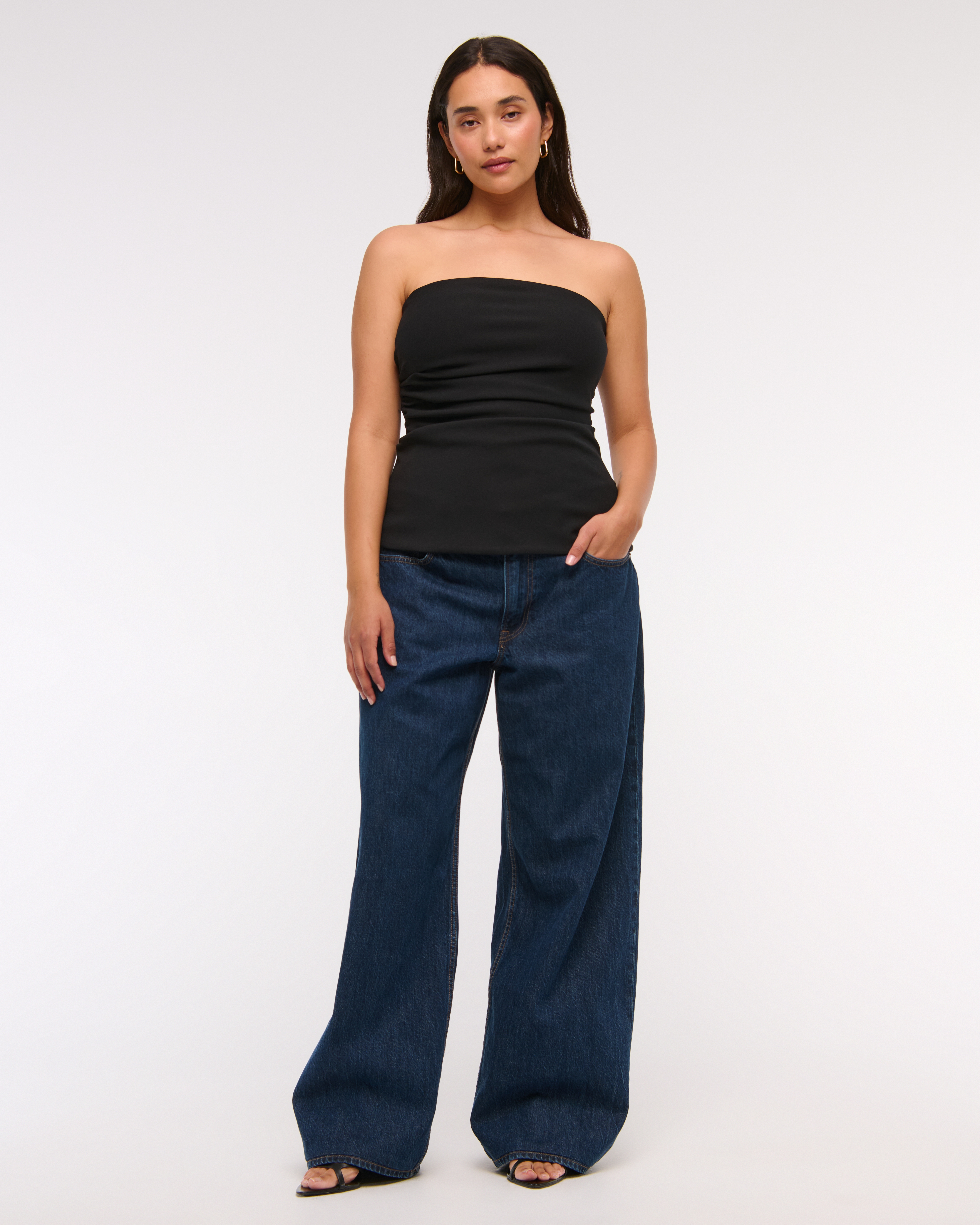Women's Strapless Side Ruched Top | Women's Tops