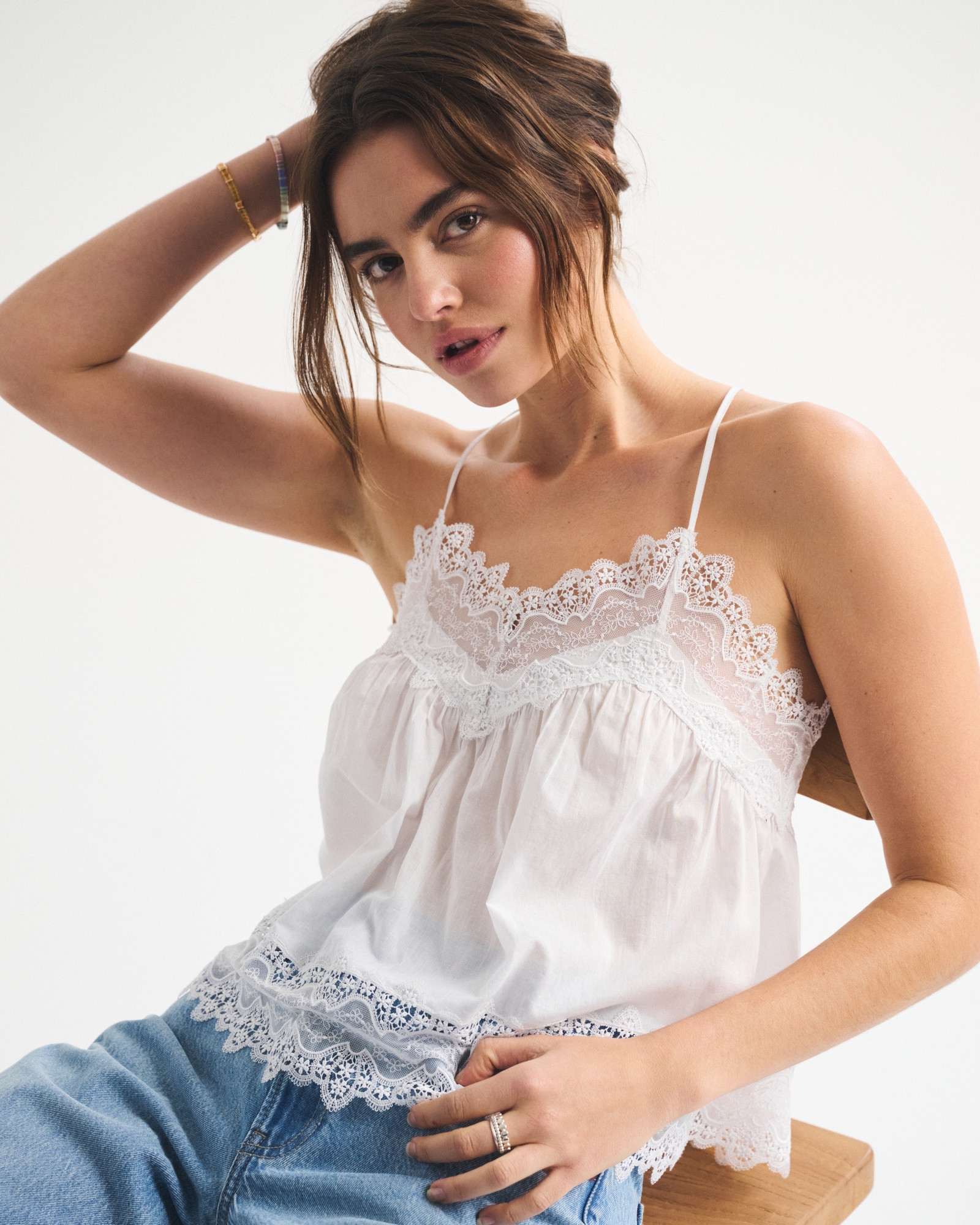Lace-Trim V-Neck Cami