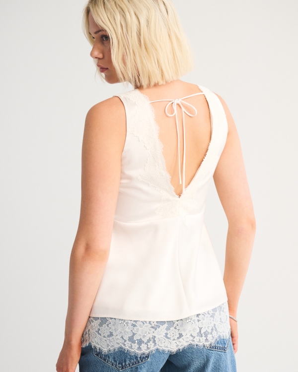 Lace and Satin Tie-Back Tank