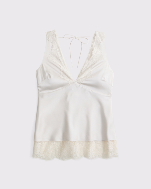Lace and Satin Tie-Back Tank