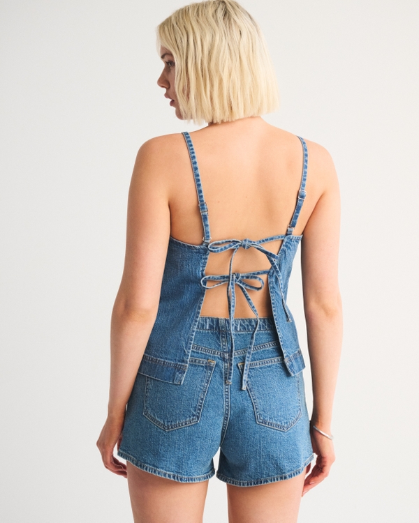 Bra-Free Linen-Blend Denim Apron Top