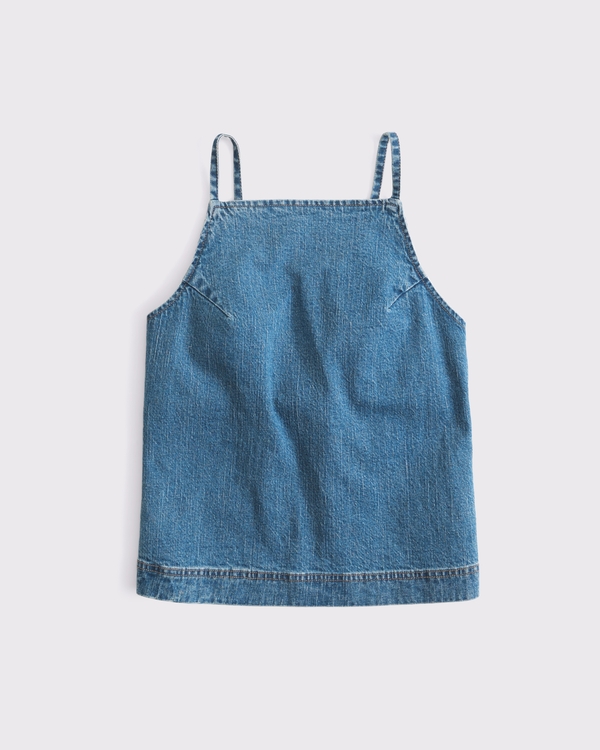 Bra-Free Linen-Blend Denim Apron Top