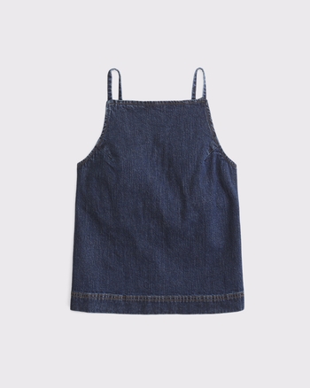 Bra-Free Linen-Blend Denim Apron Top