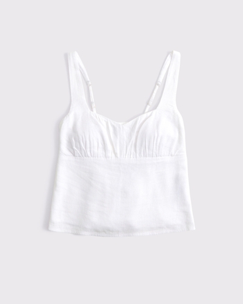 Bra-Free Linen-Blend Sweetheart Tank