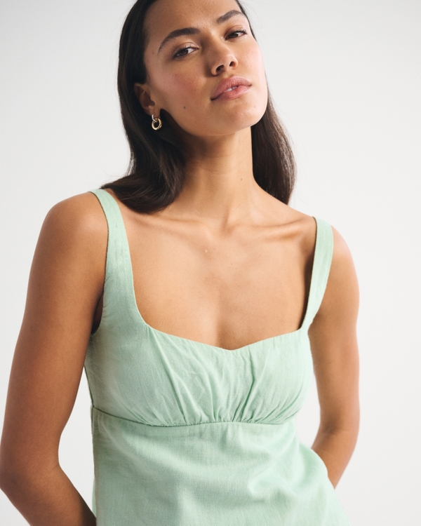Bra-Free Linen-Blend Sweetheart Tank