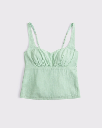 Bra-Free Linen-Blend Sweetheart Tank