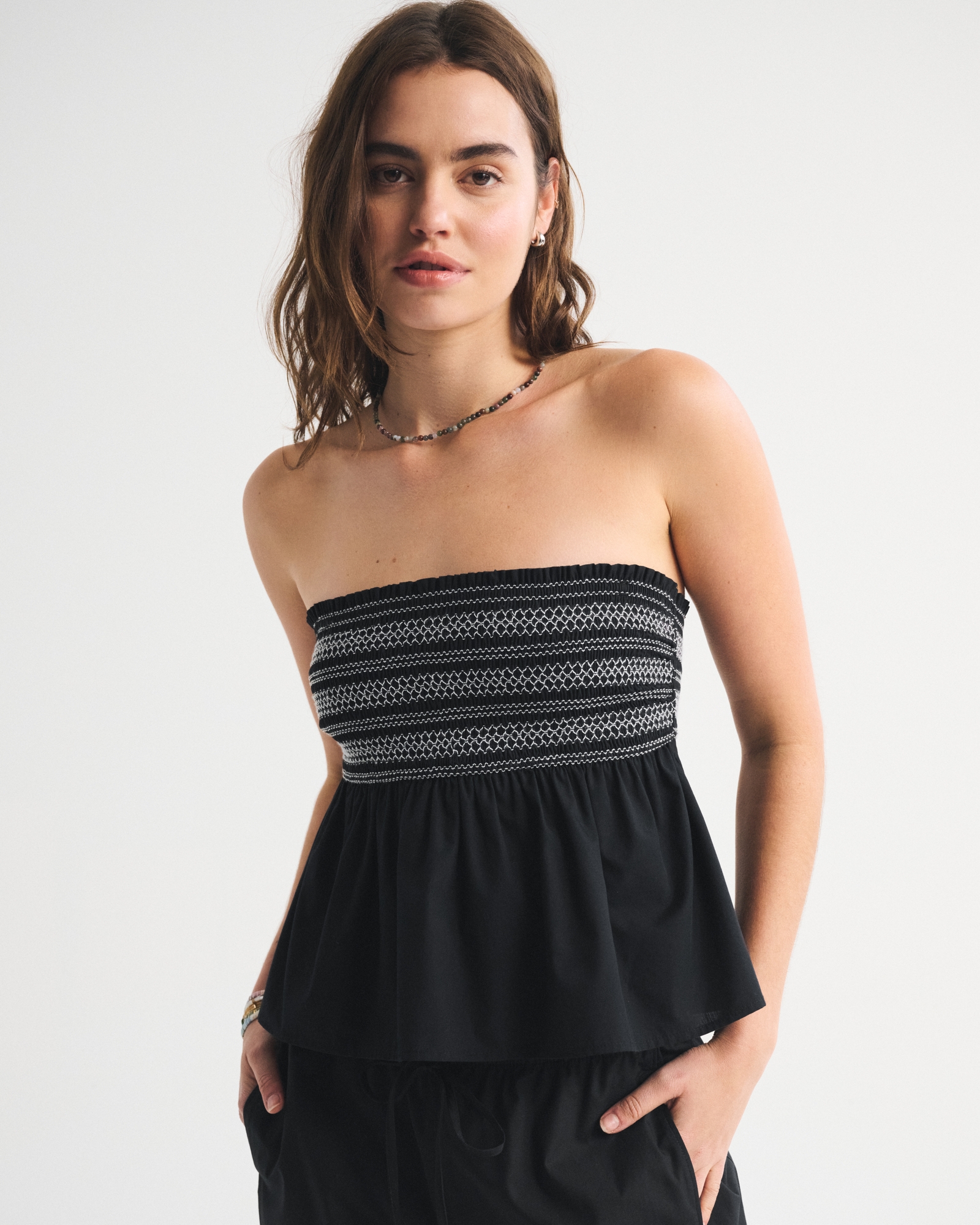 Convertible Sleeve Smocked Top