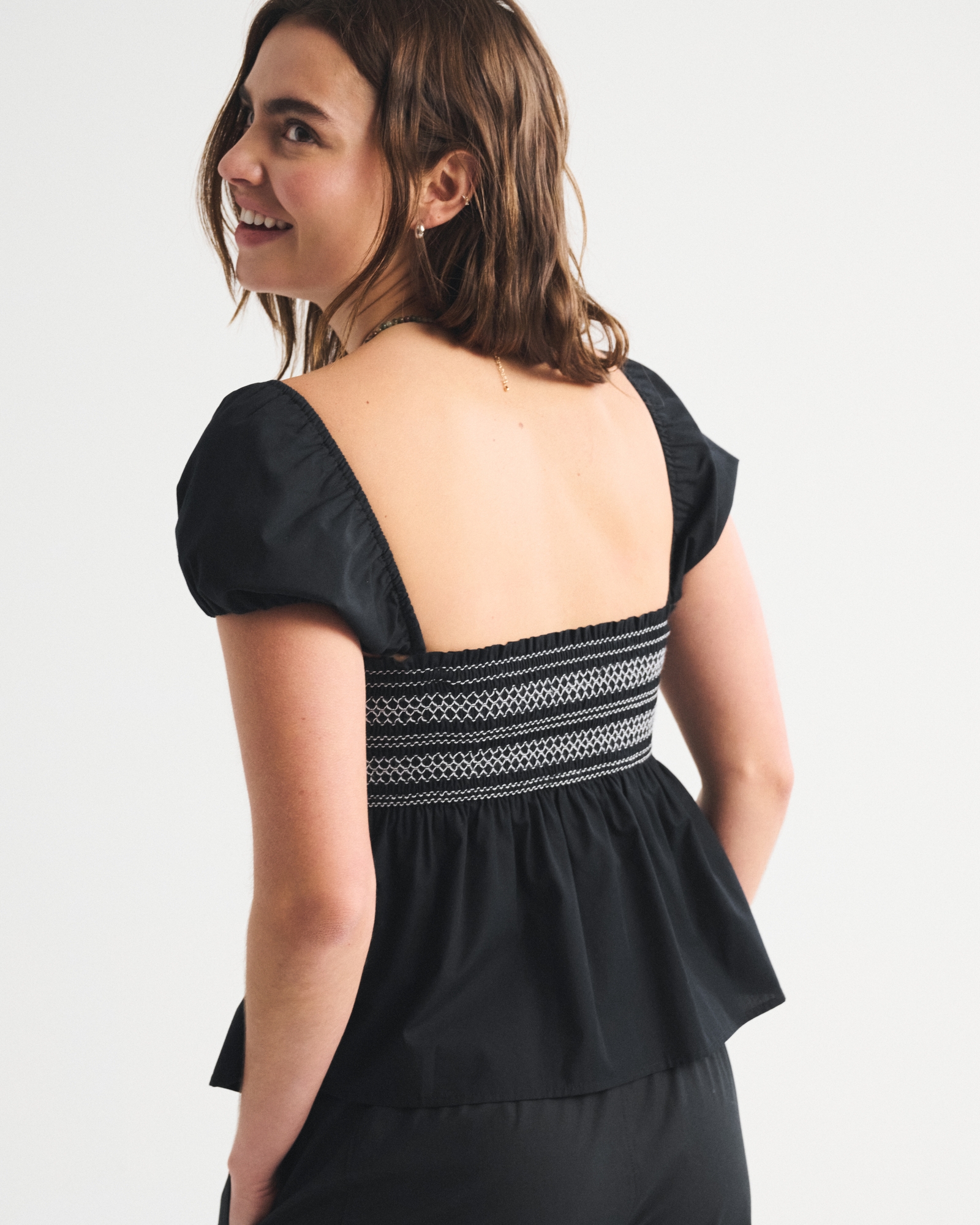 Convertible Sleeve Smocked Top