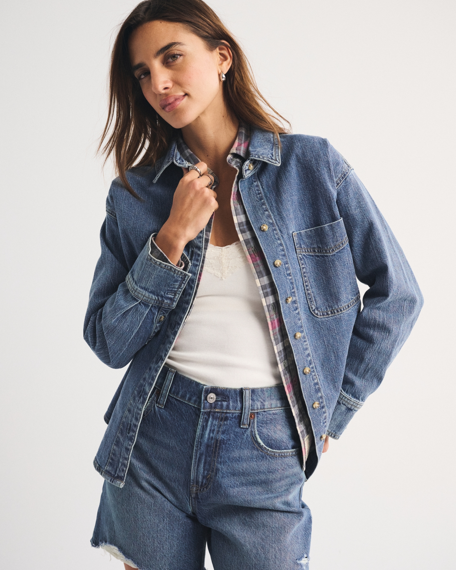 Linen-Blend Denim Button-Up Shirt