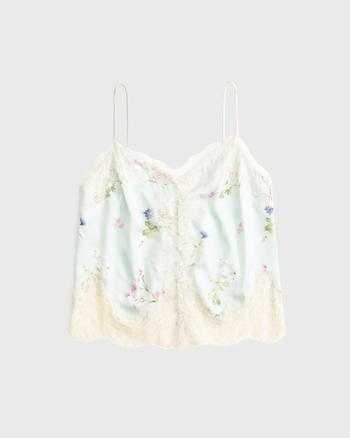 Lace and Satin Button-Through Cami