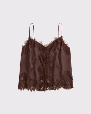 Lace and Satin Button-Through Cami