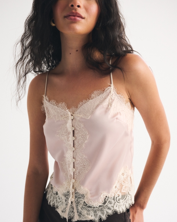 Lace and Satin Button-Through Cami