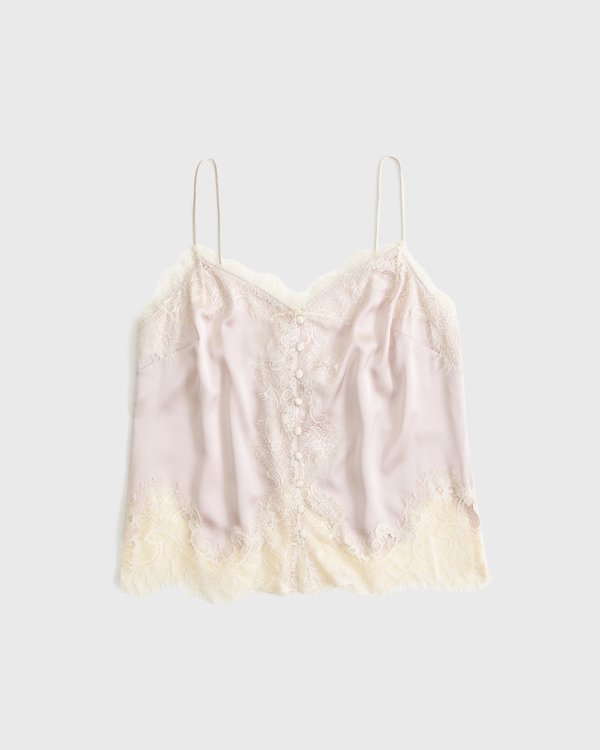Lace and Satin Button-Through Cami