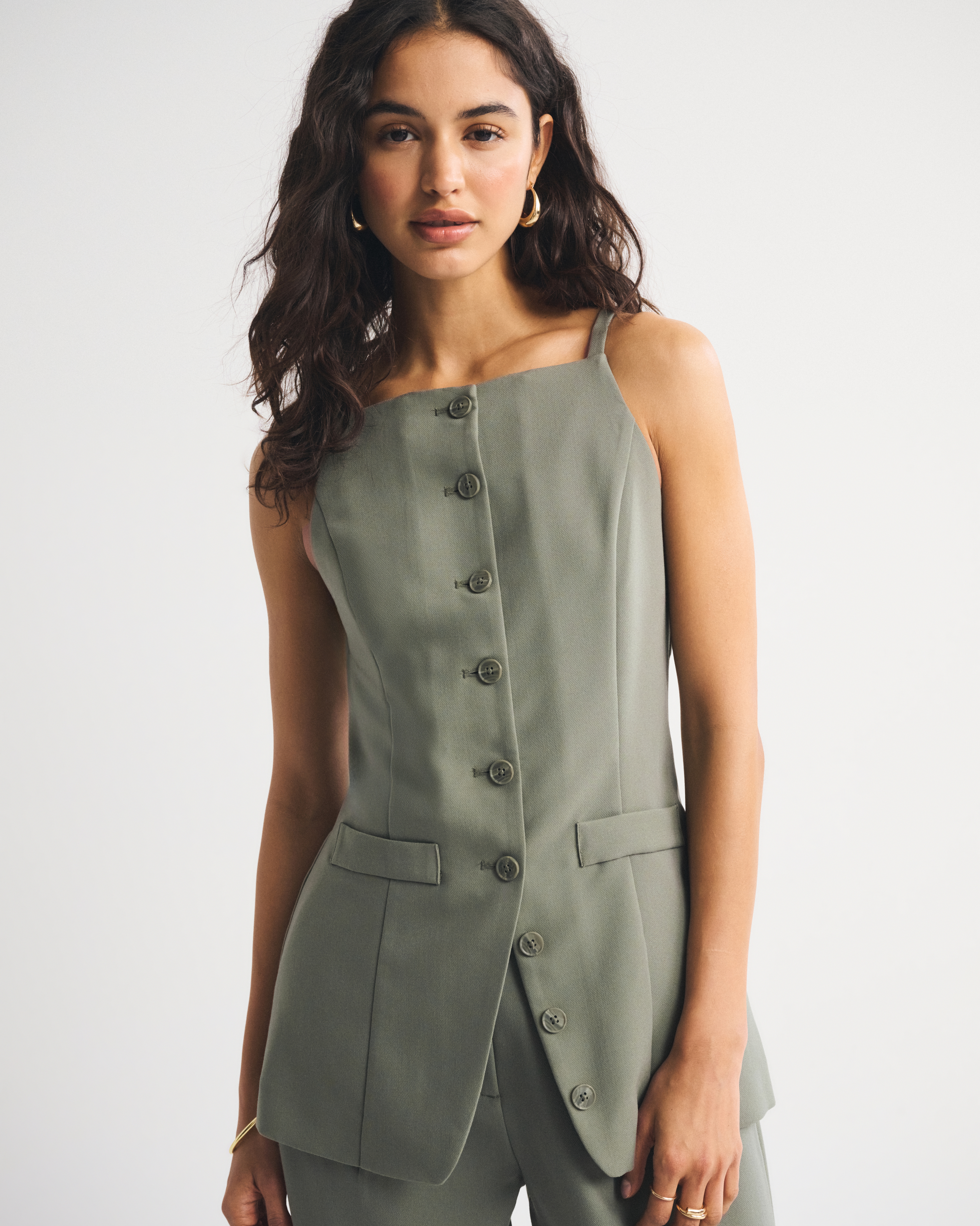 Женские жилеты Abercrombie & Fitch Tie-Back Button-Through Vest — фото 2