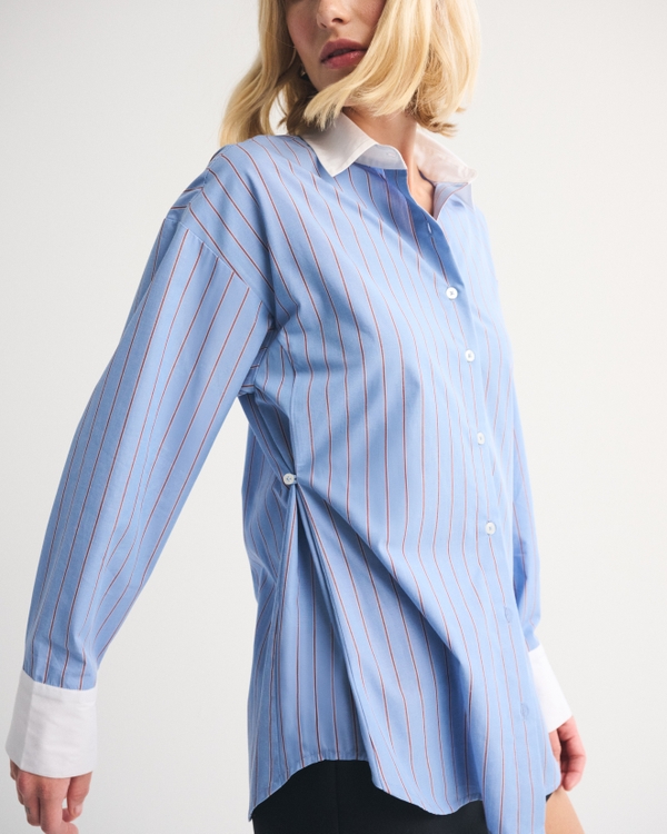 Convertible Oversized Poplin Shirt