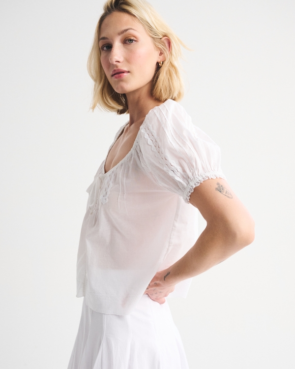 Button-Through Short-Sleeve Blouse