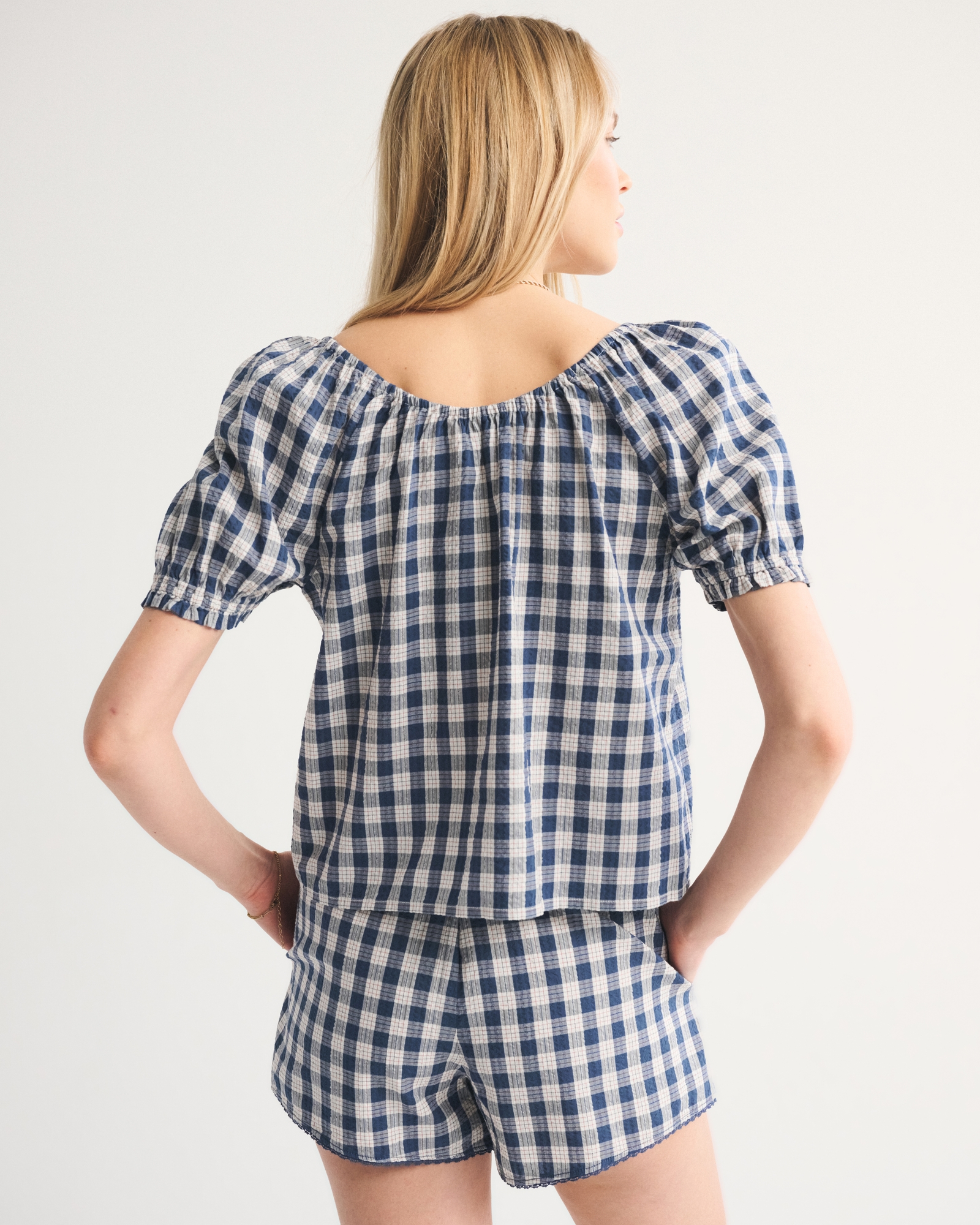 Button-Through Short-Sleeve Blouse