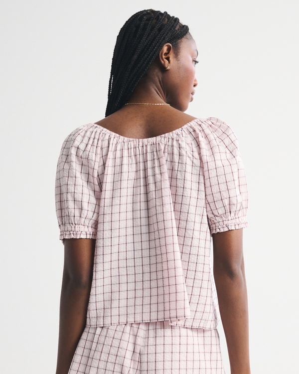 Button-Through Short-Sleeve Blouse