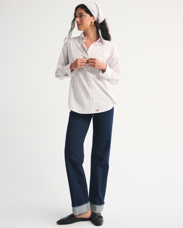 Oversized Shirt & Scarf, Red Stripe view 2