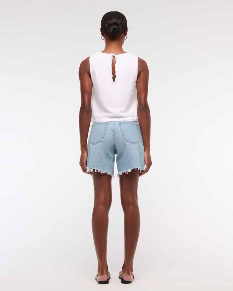 Tie-Back Linen-Blend Shell Top