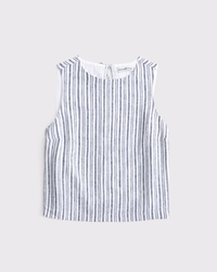 Tie-Back Linen-Blend Shell Top