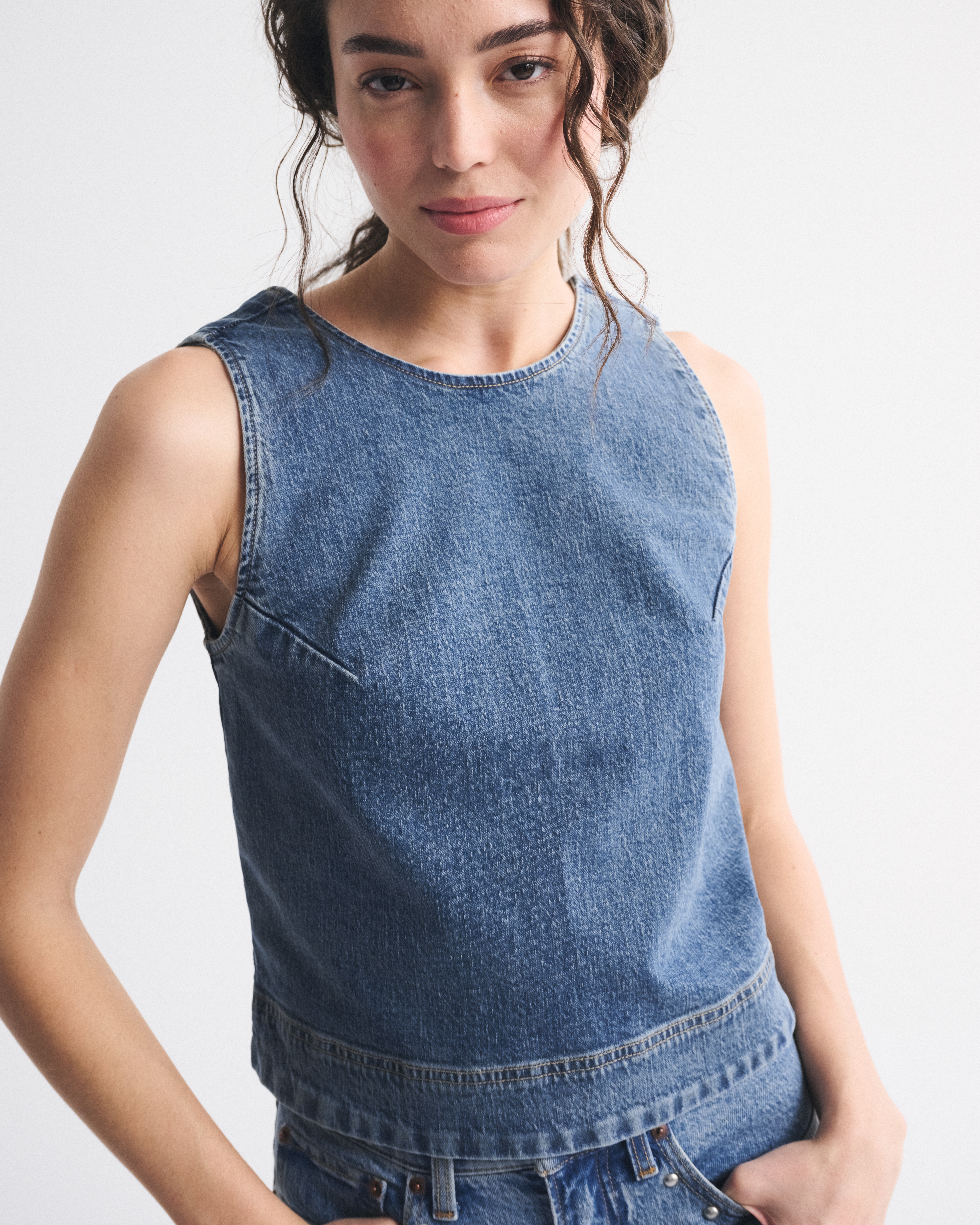 Женские джинсы Abercrombie & Fitch Denim Shell Top — фото 2