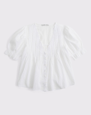 Short-Sleeve Button-Through Blouse