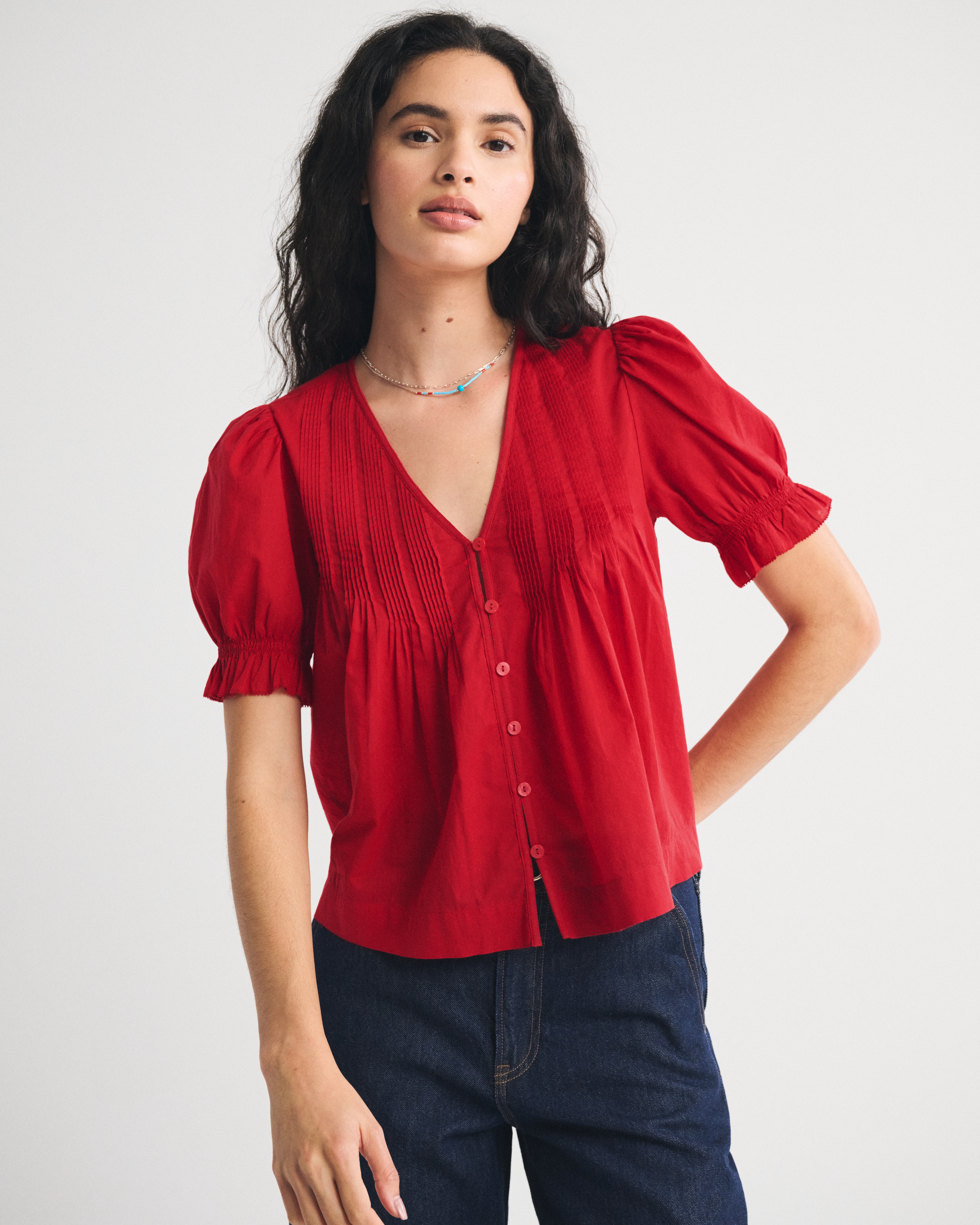 Женские блузки Abercrombie & Fitch Short-Sleeve Button-Through Blouse — фото 2