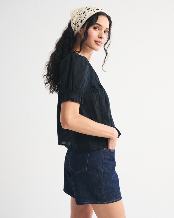Short-Sleeve Button-Through Blouse