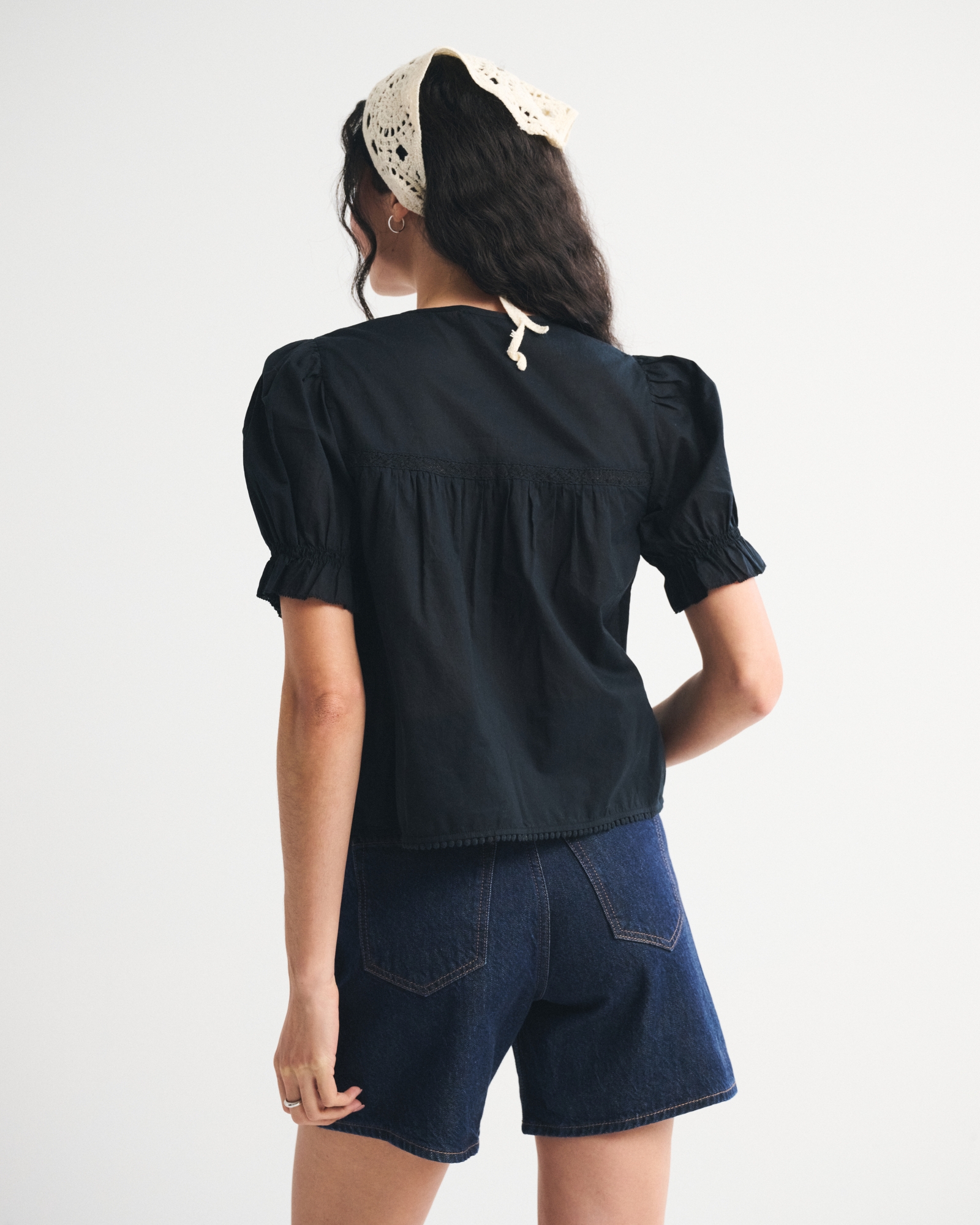 Short-Sleeve Button-Through Blouse