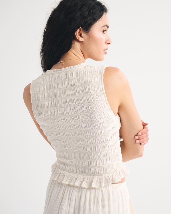 Smocked Tie-Front Set Top