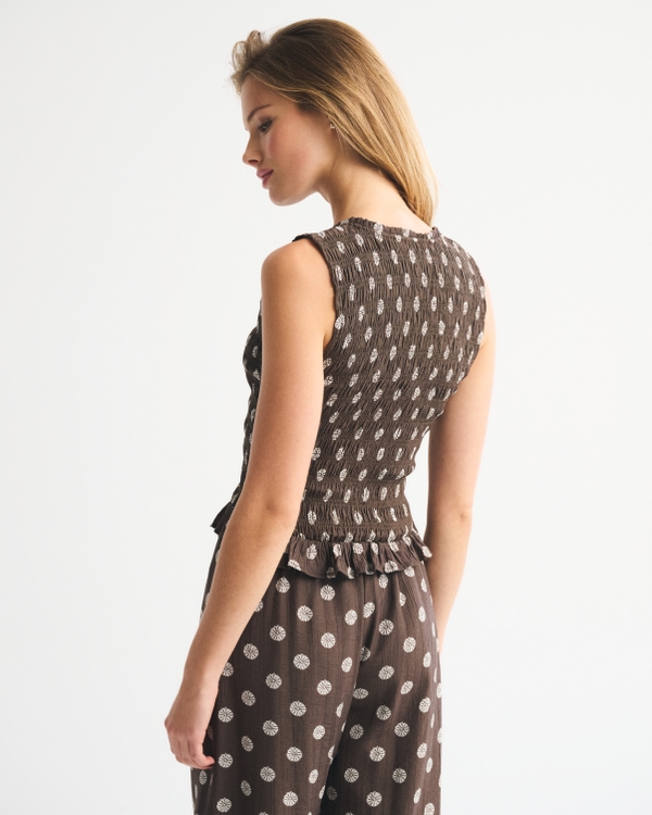 Women's Smocked Tie-Front Set Top | Women's Clearance