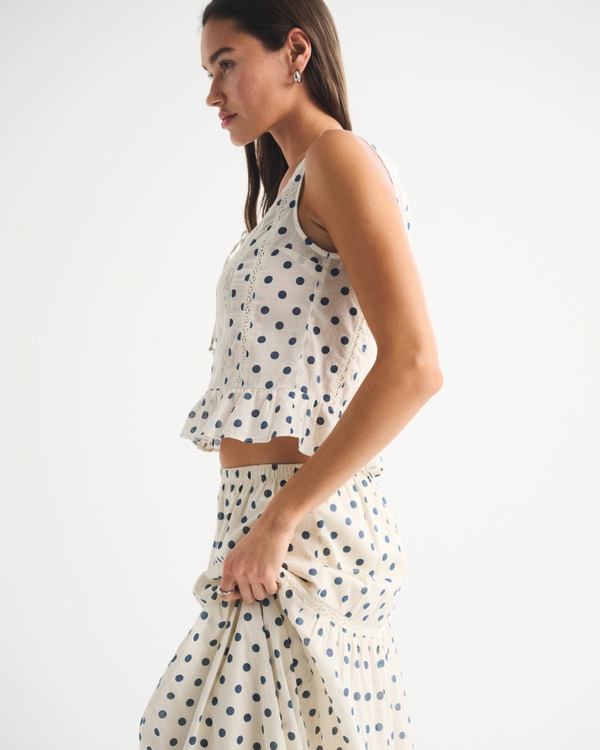 Button-Through Lace-Trim Tank