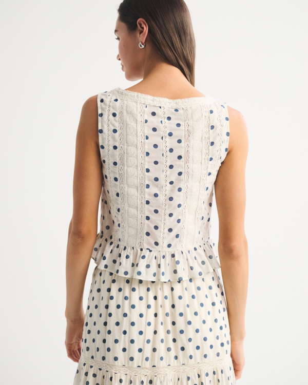 Button-Through Lace-Trim Tank