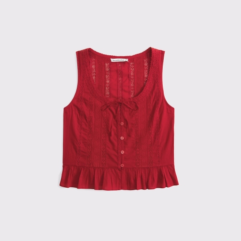 Женские топы Abercrombie & Fitch Button-Through Lace-Trim Tank