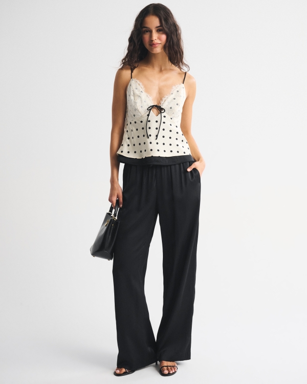 A&F Bella 2-in-1 Reversible Tie-Front Cami, Black view 2