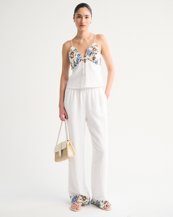 The A&F Bella Bra-Free Linen-Blend Cami, White view 2