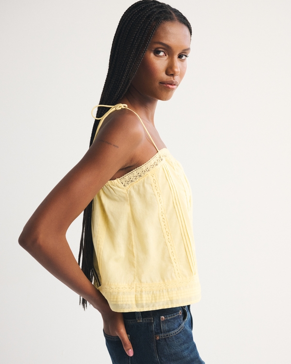 Women's Lace-Trim Tie-Strap Cami | Women's Tops | Abercrombie.com