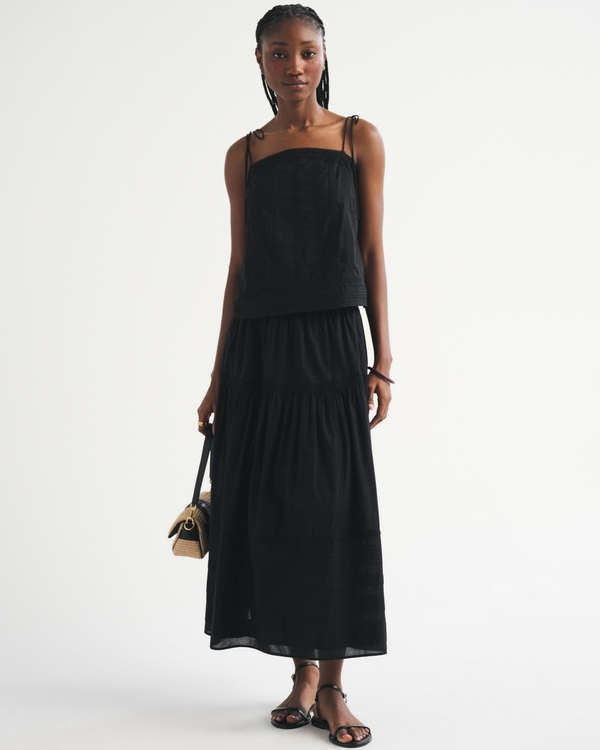 Lace-Trim Tie-Strap Cami, Black view 2