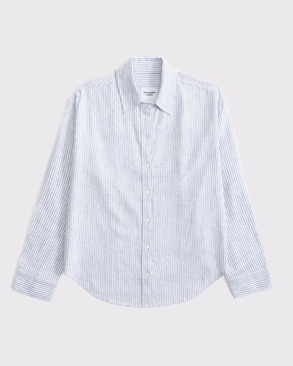 Women's Oversized Linen-Blend Shirt | Women's Clearance | Abercrombie.com