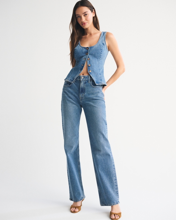 Denim Tie-Back Scoopneck Vest