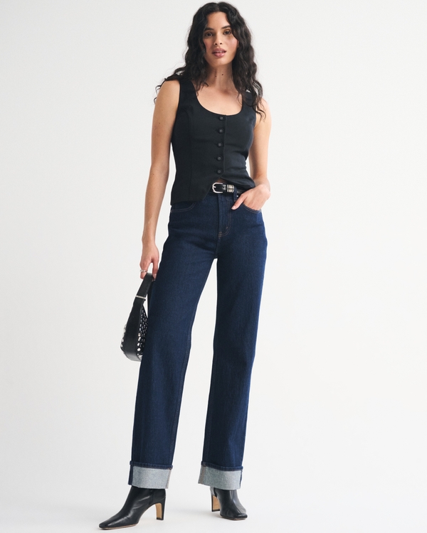 Tie-Back Scoopneck Vest, Black view 2