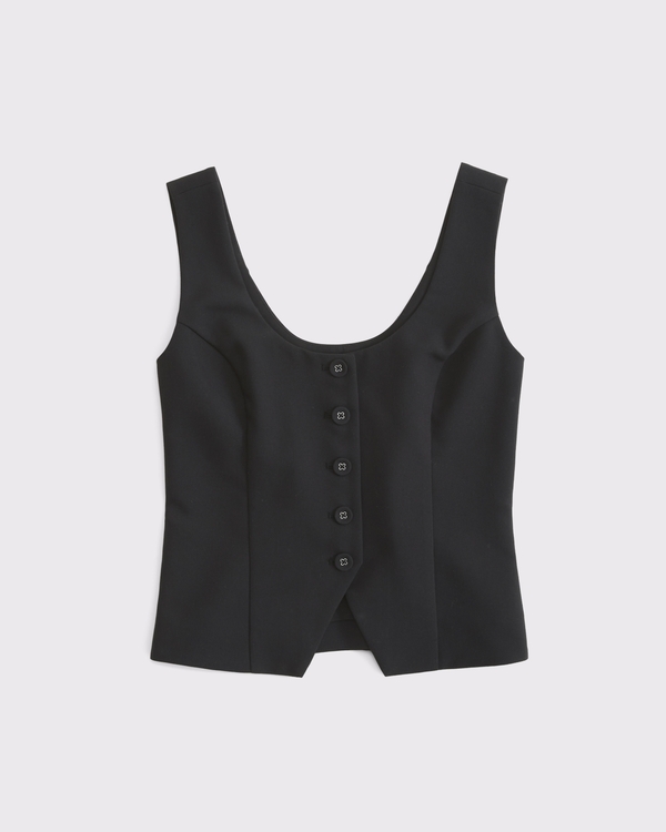 Tie-Back Scoopneck Vest, Black view 1