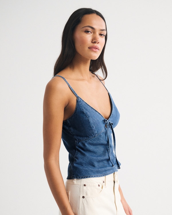 A&F Bella Bra-Free Denim Tie-Front Cami